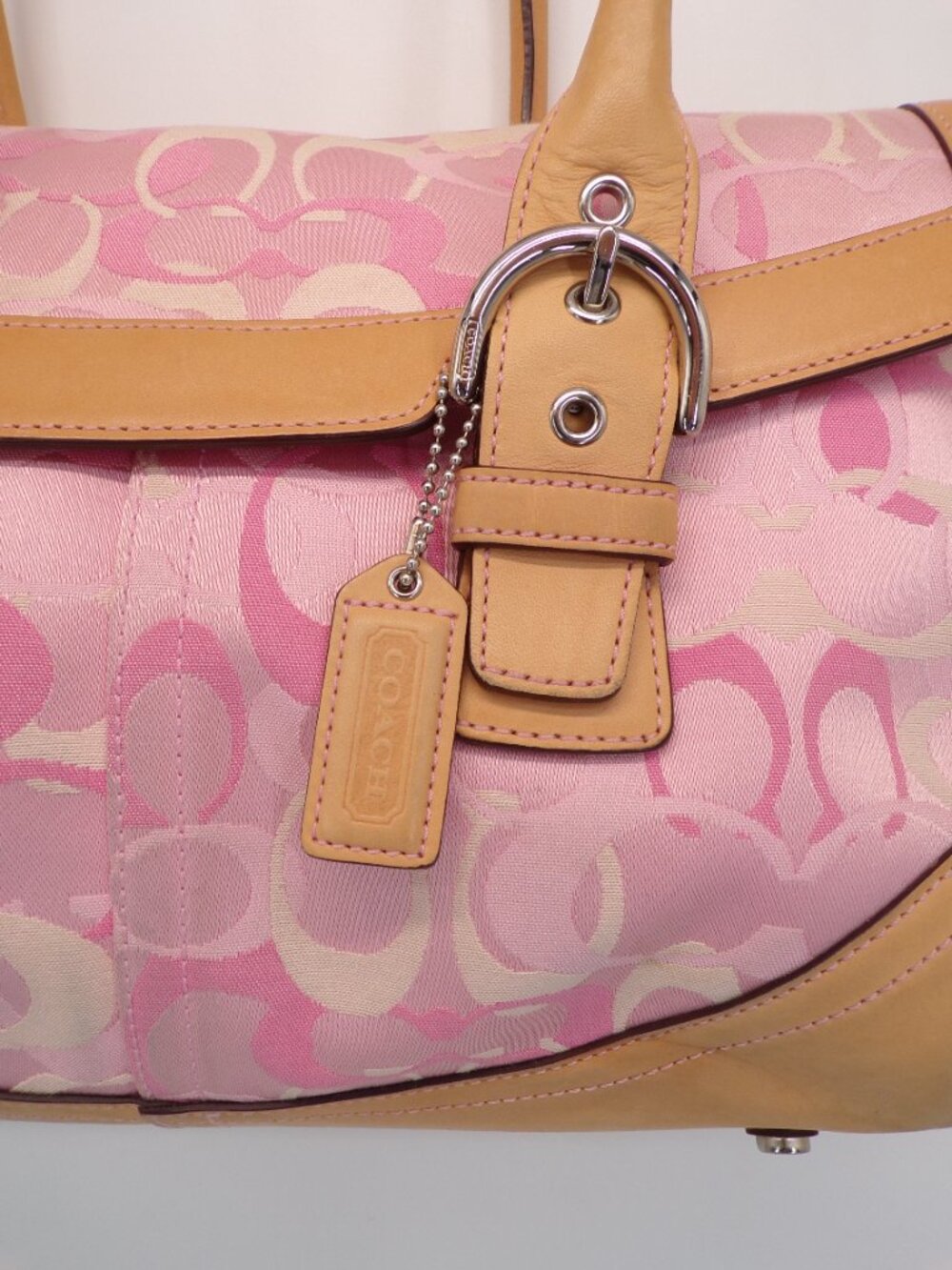 Coach Optic Pink Signature Flap Satchel (Style 6722) Vintage Y2K. - Picture 2 of 11